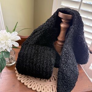 SOLD Black Shearling Wool Muff and Capette Set